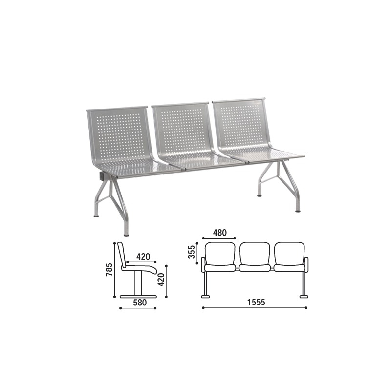 Кресло для посетителей трехсекционное троя