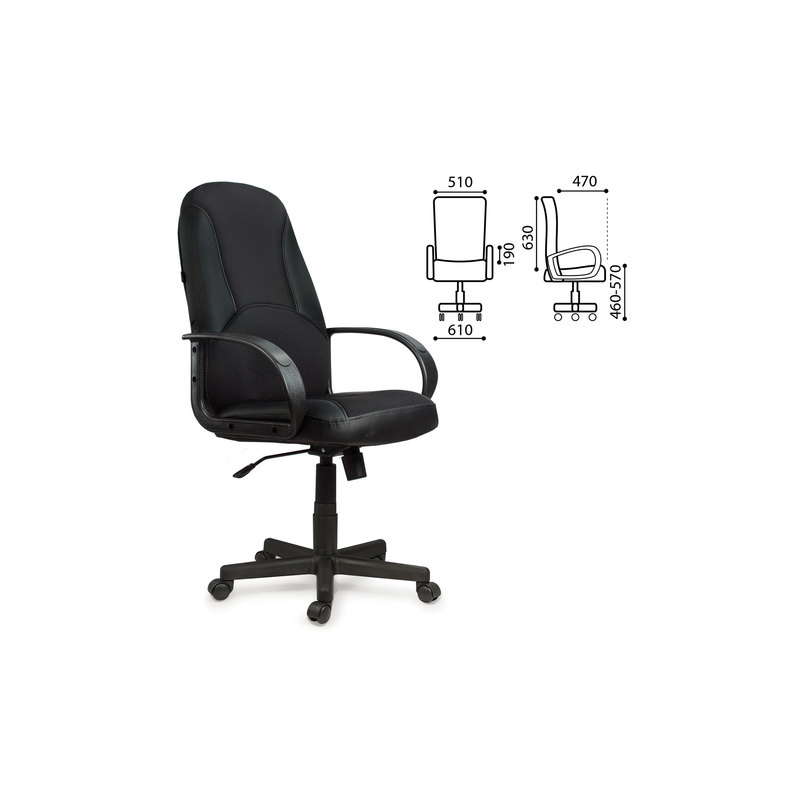 Кресло офисное BRABIX "City EX-512", кожзаменитель черный, ткань черная, TW, 531407