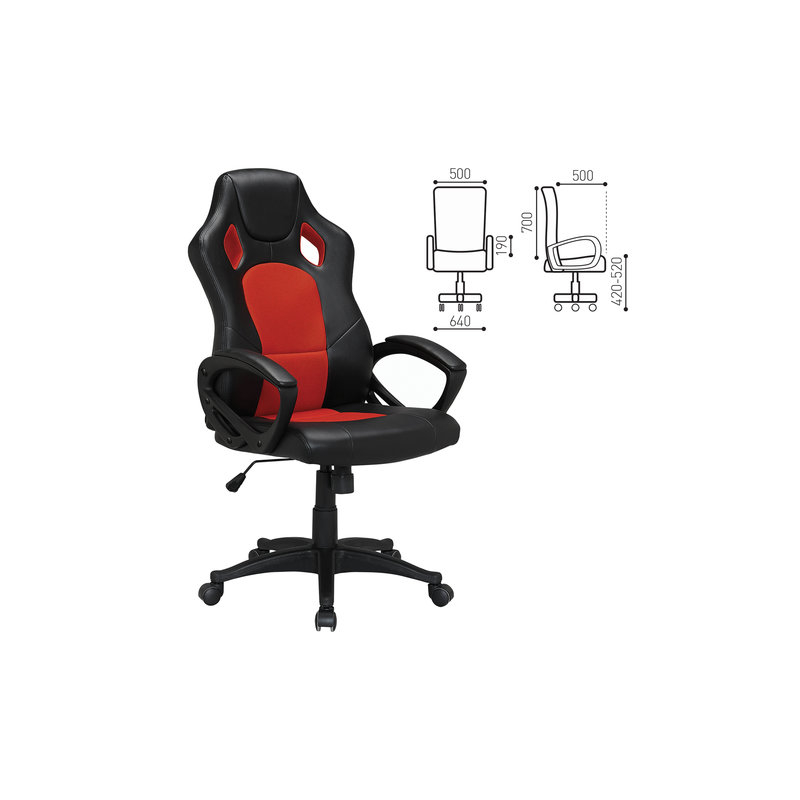 Кресло офисное BRABIX "Rider EX-544", экокожа черная/ткань красная, 531583
