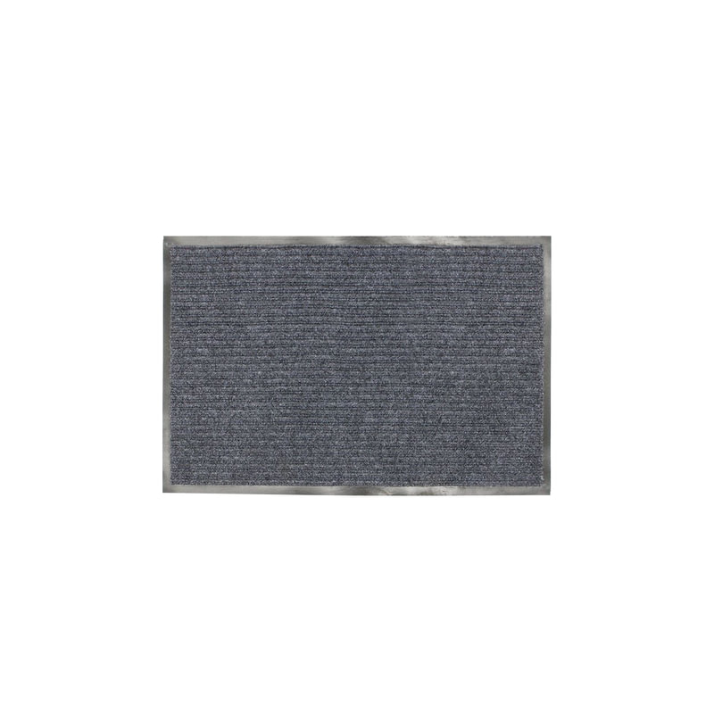 Коврик входной ворсовый влаго-грязезащитный ЛАЙМА /ЛЮБАША, 90х120 см, ребристый, толщина 7 мм, серый, 602872