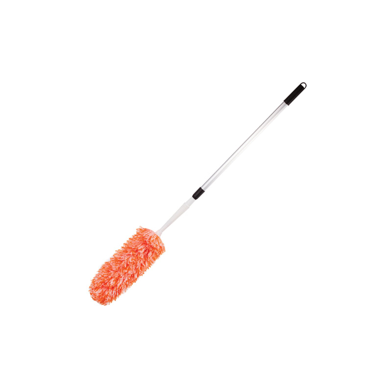 Сметка-метелка для смахивания пыли ЛАЙМА телескопическая ручка нержавеющая сталь, 160 см, оранжевая, 603619