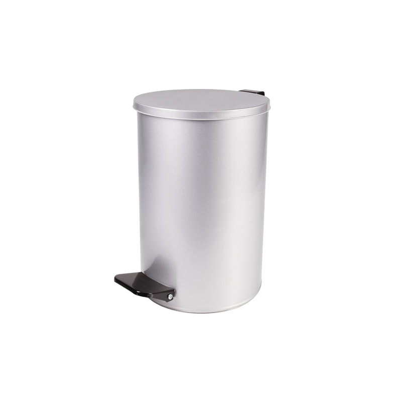   Ведро-контейнер для мусора с педалью УСИЛЕННОЕ, 10 л, кольцо под мешок, серое, оцинкованная сталь