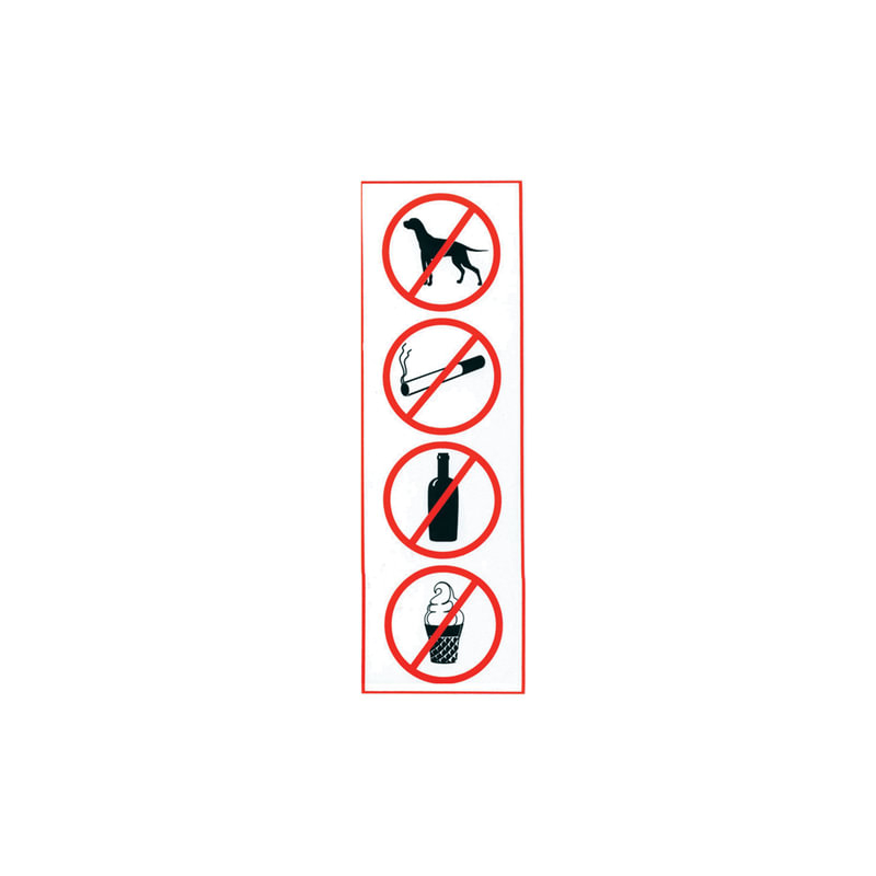 ФОЛИАНТ Знак "Запрещение: курить, пить, есть, прохода с животными", прямоугольник, 300х100 мм, самоклейка, 610033/НП-В-Б