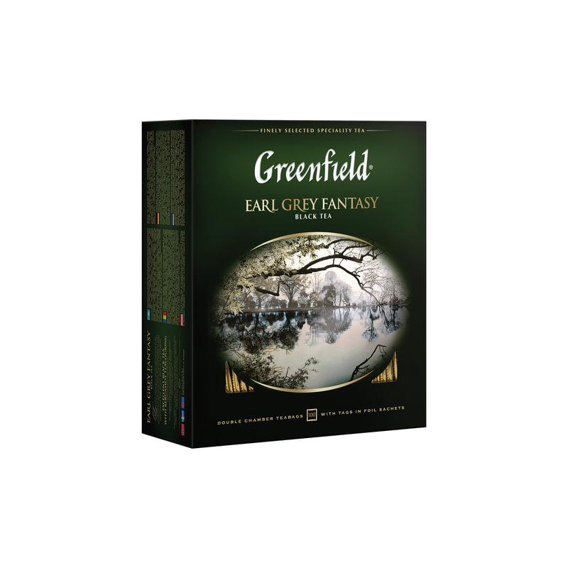Чай Greenfield Earl Grey Fantasy чёрный с бергамотом 100 пакетиков в упаковке