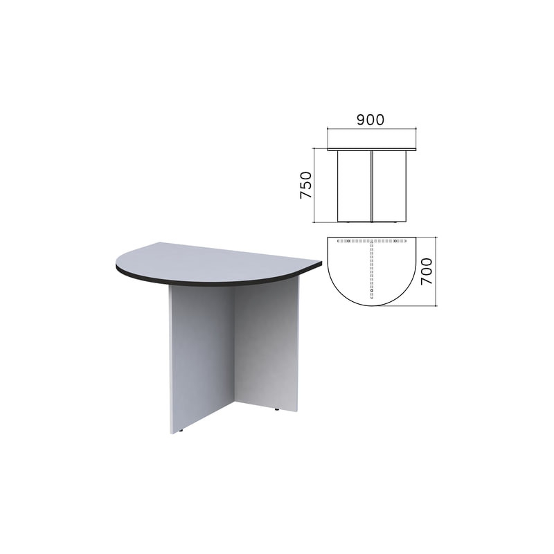 Стол приставной к столу для переговоров (640112) МОНОЛИТ 900х700х750 мм, серый, ПМ19.11