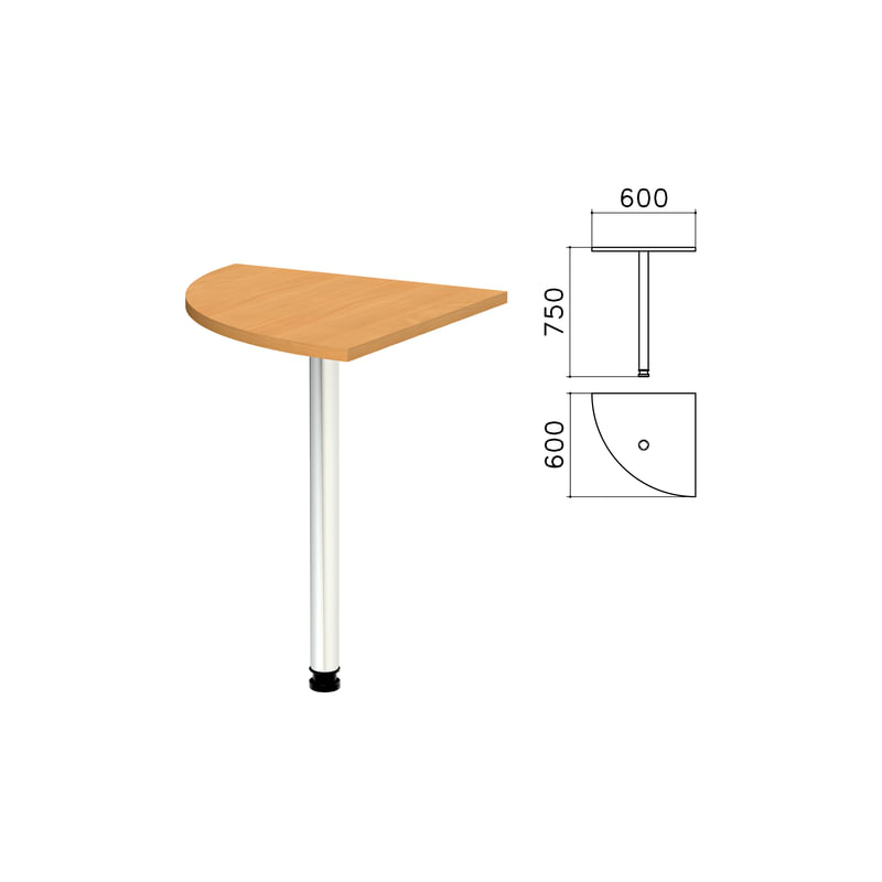 Стол приставной угловой МОНОЛИТ 600х600х750 мм, цвет бук бавария (КОМПЛЕКТ)