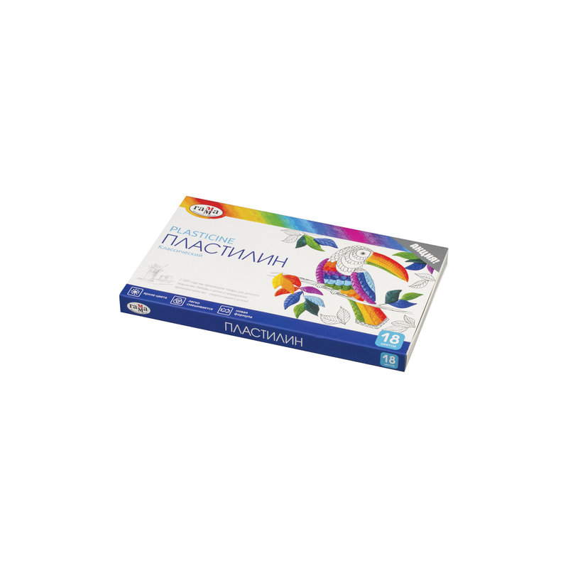 Пластилин классический Гамма "Классический", 18 цветов, 360 г, со стеком, картонная упаковка, 281035