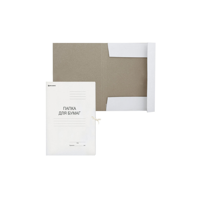 Папка для бумаг BRAUBERG с завязками картонная мелованная, 440 г/м2, до 200 листов, 110925