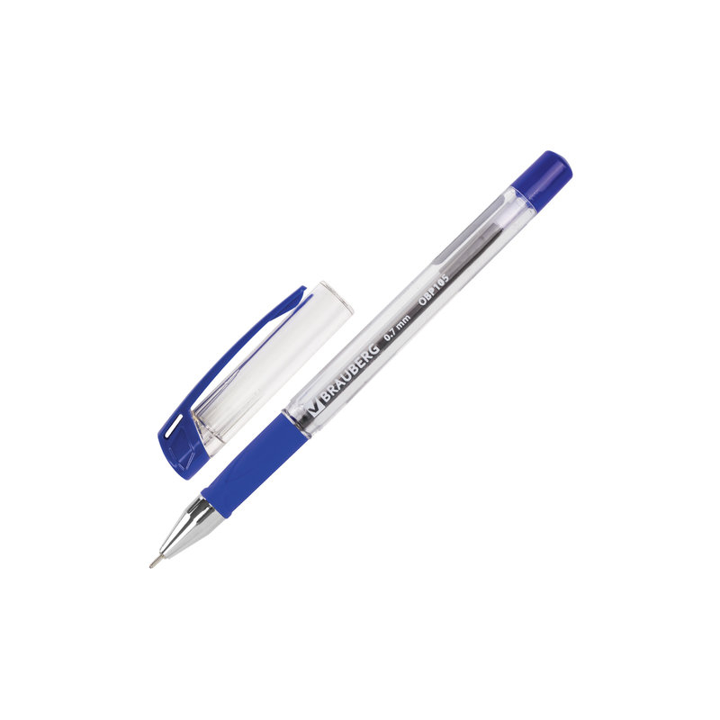 Ручка шариковая масляная с грипом BRAUBERG "Active", СИНЯЯ, узел 0,7 мм, линия письма 0,35 мм, OBP105