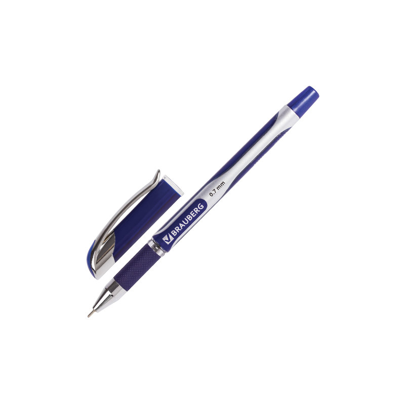 Ручка шариковая масляная с грипом BRAUBERG "Sigma Plus", СИНЯЯ, печать, узел 0,7 мм, линия письма 0,35 мм, OBP111