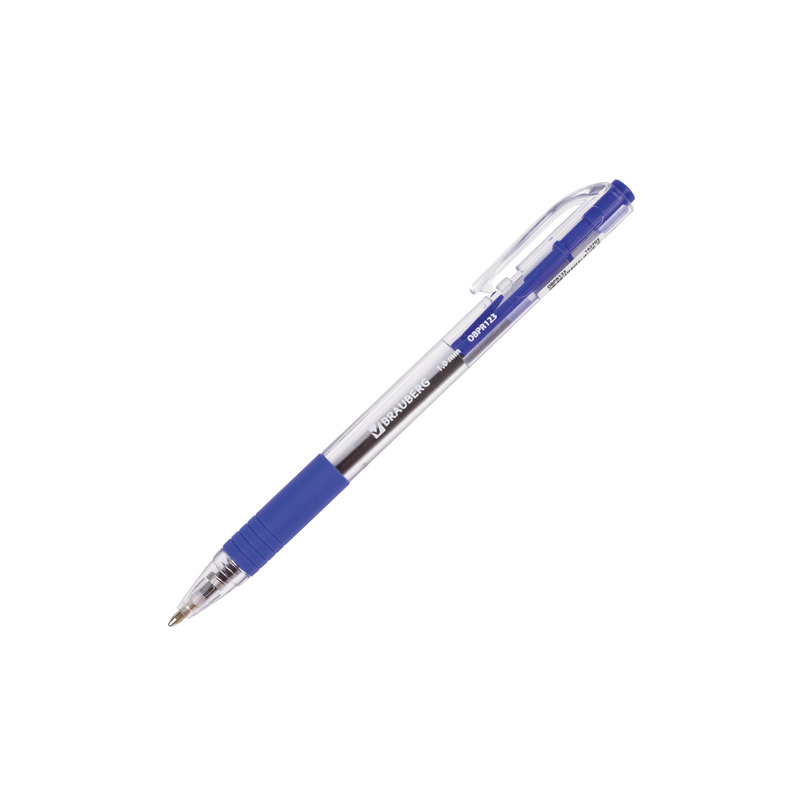 Ручка шариковая масляная автоматическая с грипом BRAUBERG "Click", СИНЯЯ, узел 1 мм, линия письма 0,5 мм, OBPR123
