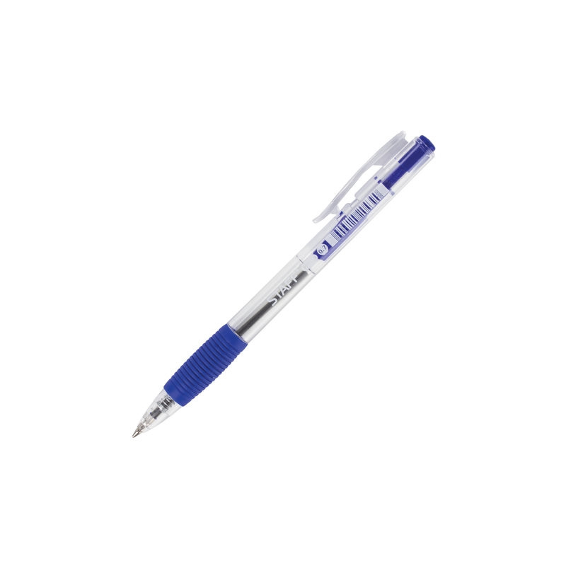 Ручка шариковая автоматическая с грипом STAFF СИНЯЯ, корпус прозрачный, 0,7мм, линия 0,35мм, BPR116