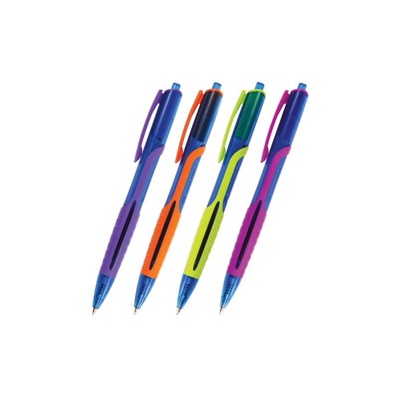 Ручка шариковая масляная автоматическая BRAUBERG Phantom color, узел 0,7 мм, линия 0,35 мм, синяя, OBPR204
