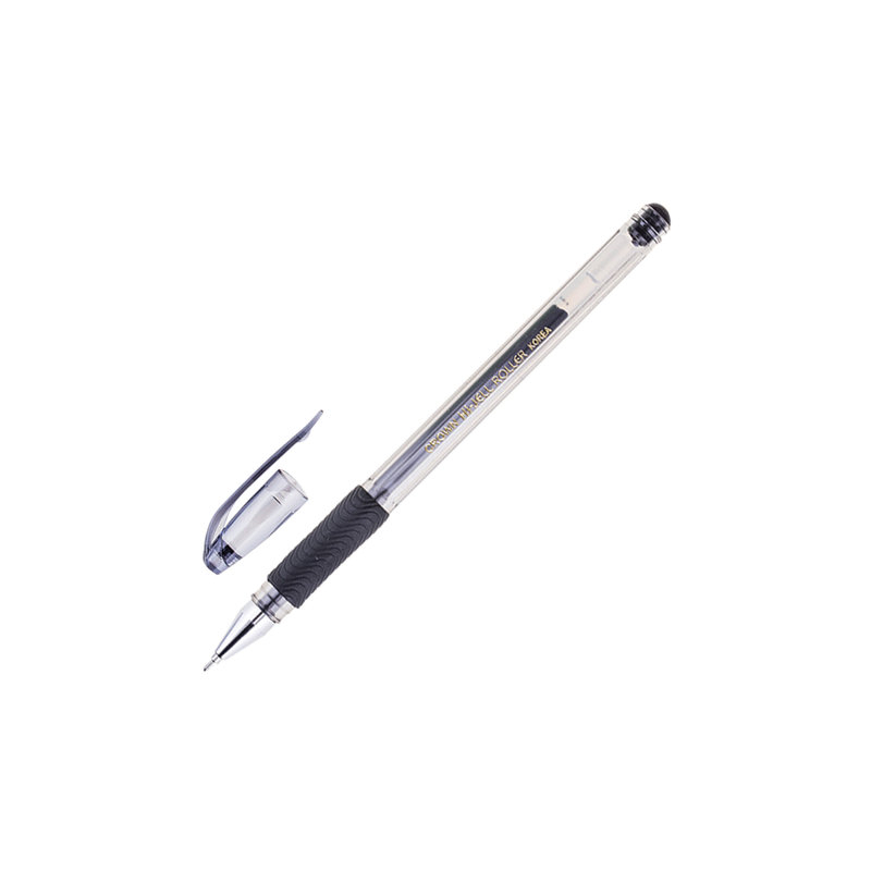 Ручка гелевая с грипом Crown  "Hi-Jell Needle Grip", ЧЕРНАЯ, узел 0,7 мм, линия письма 0,5 мм, HJR-500RNB