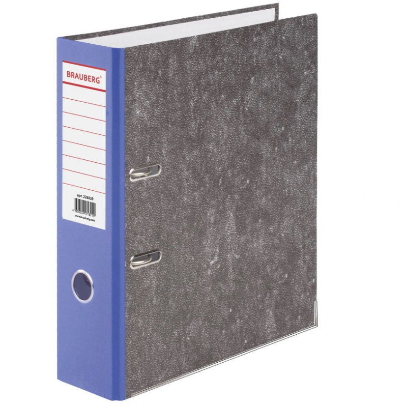 Папка-регистратор BRAUBERG усиленный корешок, мраморное покрытие, 80 мм, с уголком, синяя
