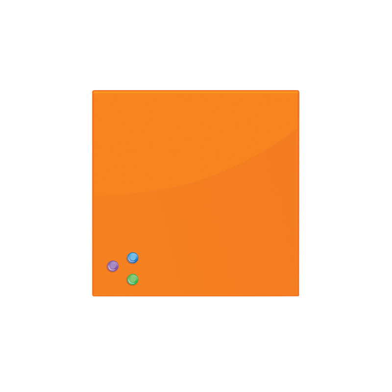 Доска BRAUBERG магнитно-маркерная стеклянная, оранжевая, 45х45 см, 3 магнита, 236738