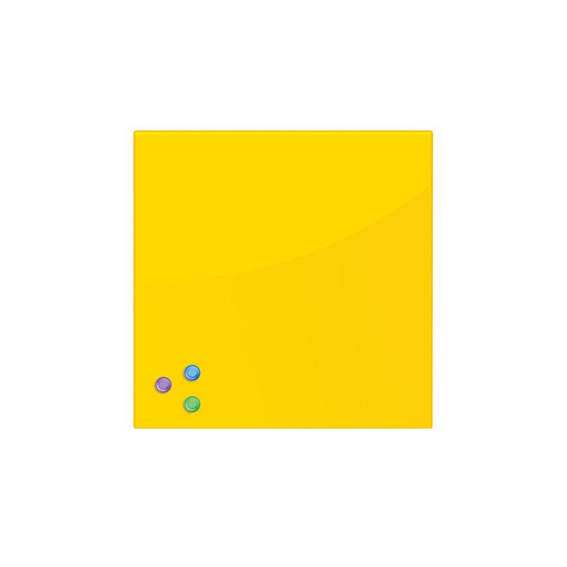 Доска BRAUBERG магнитно-маркерная стеклянная, желтая, 45х45 см, 3 магнита, 236739