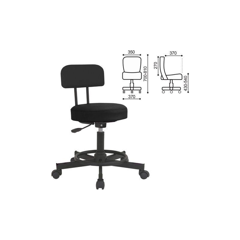 Кресло    РС12, без подлокотников, кожзам, черное, РС01.00.12-201-