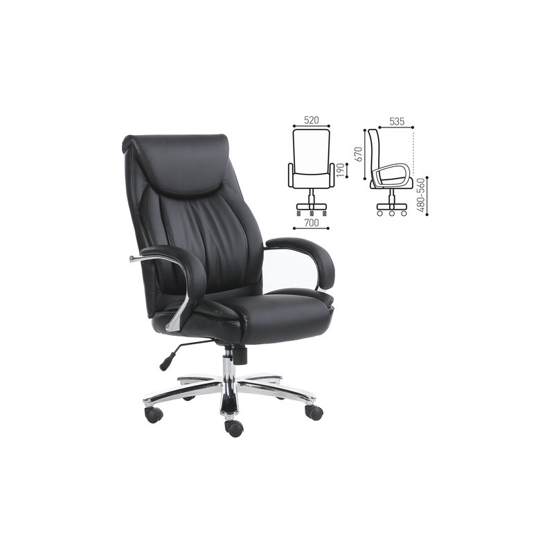 Кресло офисное BRABIX "Advance EX-575", хром, экокожа, черное