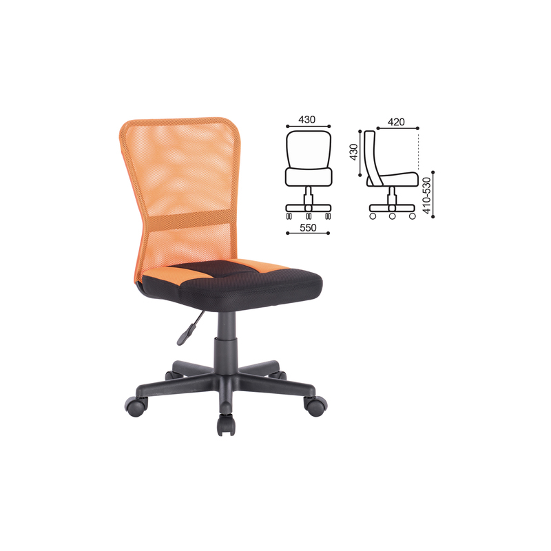 Кресло BRABIX "Smart MG-313", без подлокотников, комбинированное, черное/оранжевое
