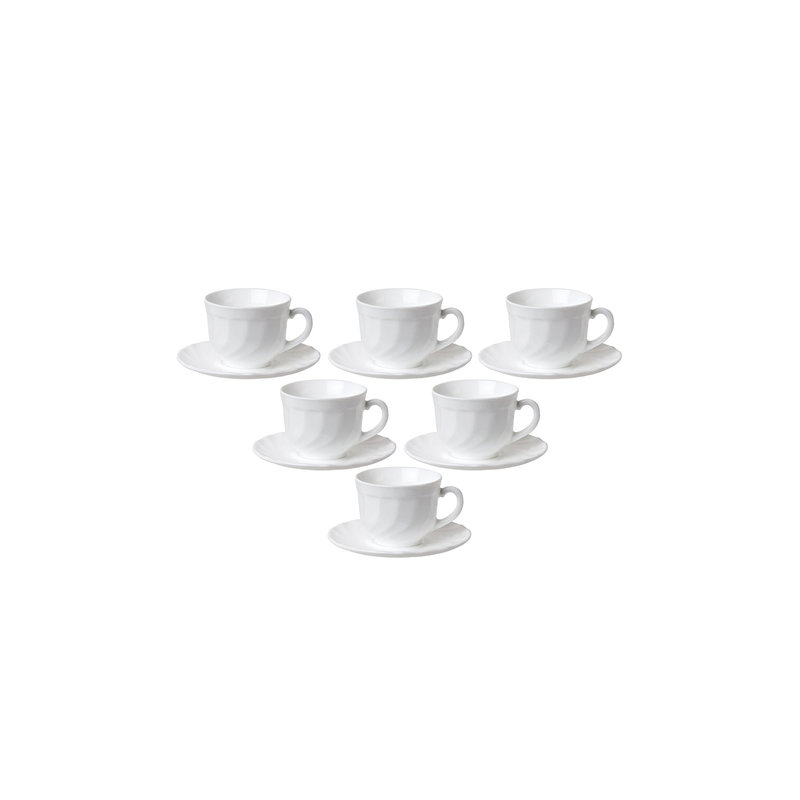 Набор чайный на 6 персон LUMINARC , 6 чашек объемом 220 мл и 6 блюдец, белое стекло, "Trianon", LUMINARC, E8845