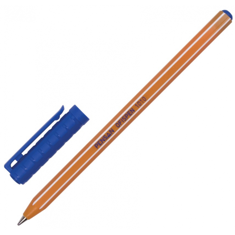Ручка шариковая масляная PENSAN Officepen 1010, СИНЯЯ, корпус оранжевый, узел 1 мм, 1010/60