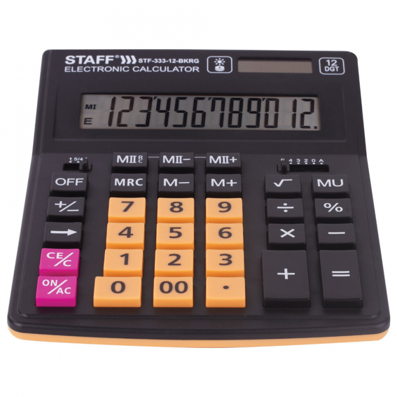 Калькулятор STAFF PLUS STF-333-BKRG, ЧЕРНО-ОРАНЖЕВЫЙ, 250460