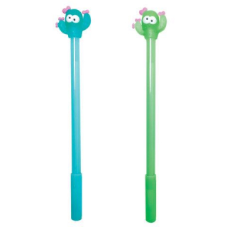 Ручка с топпером шариковая ЮНЛАНДИЯ Цветущий кактус, корпус ассорти, СИНЯЯ, пишущий узел 0,7 мм, 143781