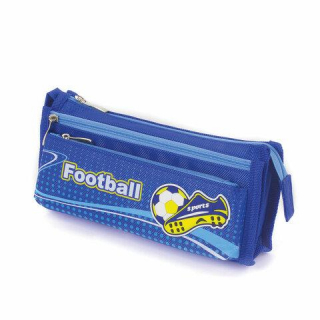 Пенал ЮНЛАНДИЯ для мальчиков, 3 отделения, мягкий, Футбол, синий, 20х7х9 см, 228979
