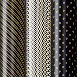 Бумага упаковочная мелованная НАБОР 3 шт., Golden Pattern, 70х100 см, 3 дизайна, ЗОЛОТАЯ СКАЗКА 592062