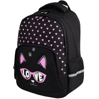 Рюкзак BRAUBERG SOFT, 2 отделения, 3 кармана, Cool cat, СВЕТЯЩИЙСЯ, 40х31х15 см, 273118