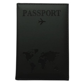 Обложка для паспорта Passport map, экокожа soft touch, черная, STAFF 238760