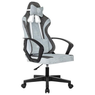 Кресло компьютерное BRABIX Forcer GM-127, 2 подушки, ткань, серое/светло-голубое, 533214