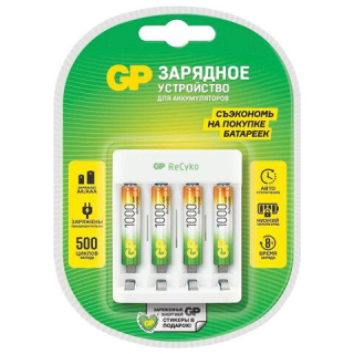 Зарядное устройство с аккумуляторными батарейками Ni-Mh 4 шт., ААА, 1000 mAh, GP Е411/100AAAHCCS