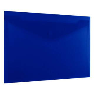 Папка-конверт с кнопкой прозрачная А4 BRAUBERG UNIVERSAL, до 100 листов, синяя, 0,15 мм, 273071