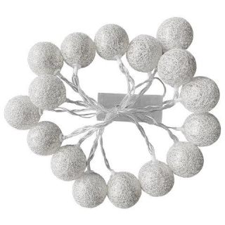 Электрогирлянда-нить комнатная Шарики 1,8м 16LED, серебро, тёплый белый, батарейки ЗОЛОТАЯ СКАЗКА 592559