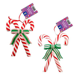 Украшение елочное (1шт) Карамельная трость 12х10см, полимерная глина, ассорти 2 дизайна, ЗОЛОТАЯ СКАЗКА 592411