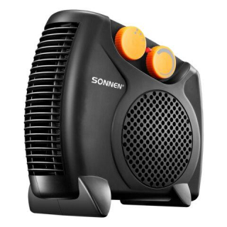 Тепловентилятор SONNEN FH06, механическое управление, 2000Вт, 2 режима обогрева, спиральный нагревательный элемент, черный/оранжевый, 457781