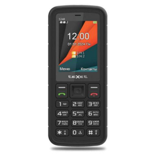 Телефон мобильный TeXet TM-524R, 2 SIM, 2,4, microSD, FM, MP3, IP69K, фонарик, черный, 127319