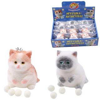 Игрушка-антистресс Котик малый, 9 см, ассорти, 2 цвета, дисплей, JOLLY JOT (ДЖОЛЛИ ДЖОТ), 666569