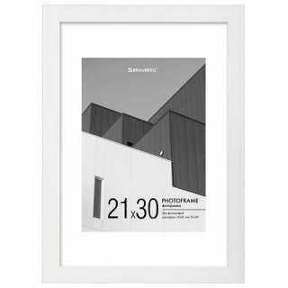 Рамка 21х30 см с паспарту 15х21 см небьющаяся, багет 20 мм пластик, BRAUBERG New Age, белая, 391276