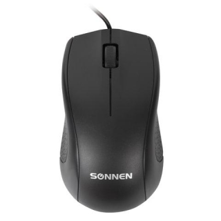 Мышь проводная SONNEN М-201, USB, 1000 dpi, 2 кнопки колесо-кнопка, оптическая, черная, 512631