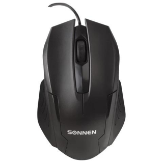 Мышь проводная SONNEN М-713, USB, 1000 dpi, 2 кнопки колесо-кнопка, оптическая, черная, 512637