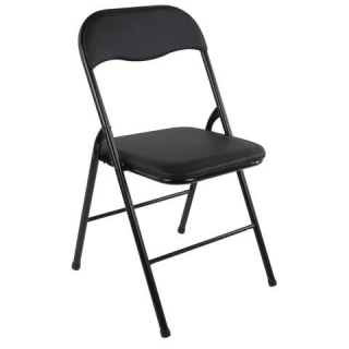 Стул складной BRABIX Golf CF-007, черный каркас, кожзам черный, 531565