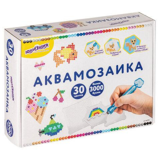 Аквамозаика, 30 цветов, 3000 бусин, в колорбоксе, ЮНЛАНДИЯ 663780