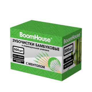 Зубочистки с МЕНТОЛОМ бамбуковые 500 шт. в индивидуальной упаковке, BoomHouse 701952
