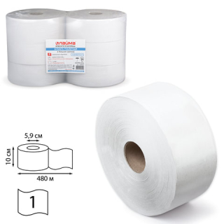 Бумага туалетная 480 м, ЛАЙМА (Система Т1), комплект 6 шт., универсал, 126091