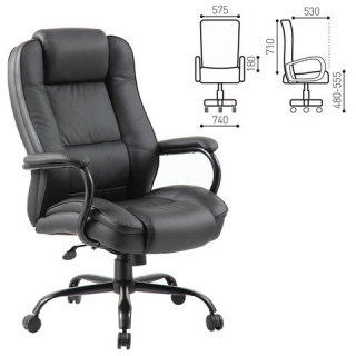 Кресло офисное BRABIX "Heavy Duty HD-002", усиленная конструкция, нагрузка до 200 кг, экокожа