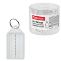 Бирки для ключей КОМПЛЕКТ 20 ШТ., длина 55 мм, инфо-окно 39х22 мм, ПРОЗРАЧНЫЕ, BRAUBERG 237496