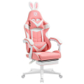 Кресло компьютерное Defender Irifi, 2 подушки, подставка для ног, экокожа, розовое/белое, ш/к 26630, 64042